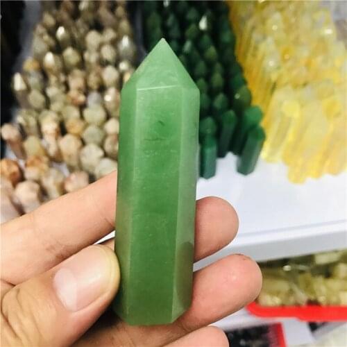Natural Crystal Aventurine Quartz Point Healing Stone Hexagonal Prisms Obelisk Wand Treatment Home Decor Stone DIY Gift