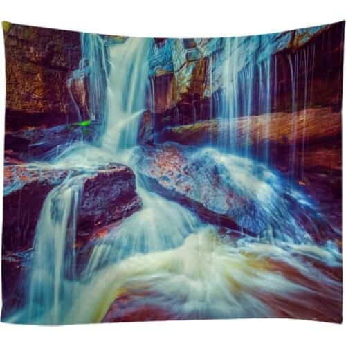 Natural Landscape Forest Falls Woods Waterfall Tapestry Wall Hanging Bed Spread Beach Towel Table Cloth Yoga Mat Large Size