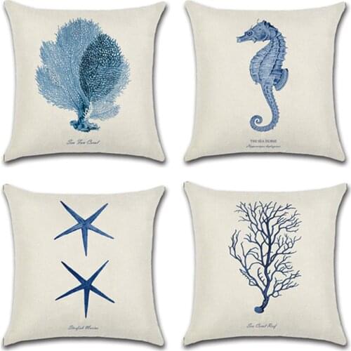 Marine life pillow cushion cover seahorse seagrass sofa cover car pillow cover home decoration