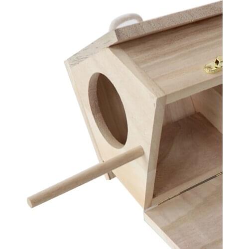 Unfinished Wooden Birdhouse Outdoor Garden Hanging Bird Cage for Patio Decor