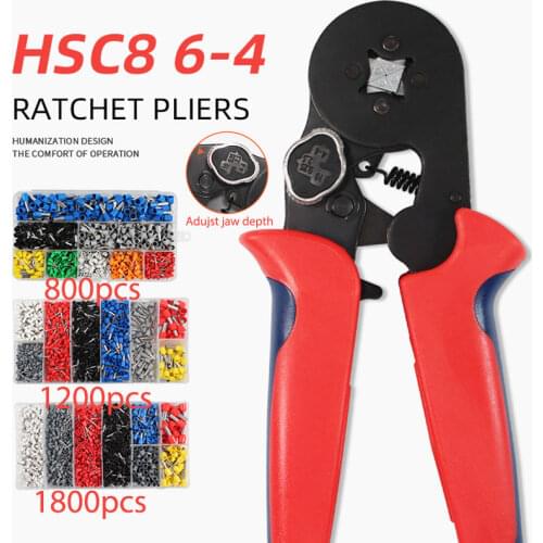Upgrade HSC8 6-4A 23-10AWG crimping pliers Quadrilateral Tubular terminal self-adjusting crimping tools mini electrical pliers