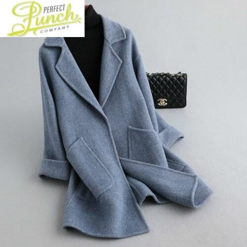 Winter Autumn 2021 Wool Women Elegant Fashion Double-sided Ladies Coat Casaco Feminino KQN49608-1 Pph469