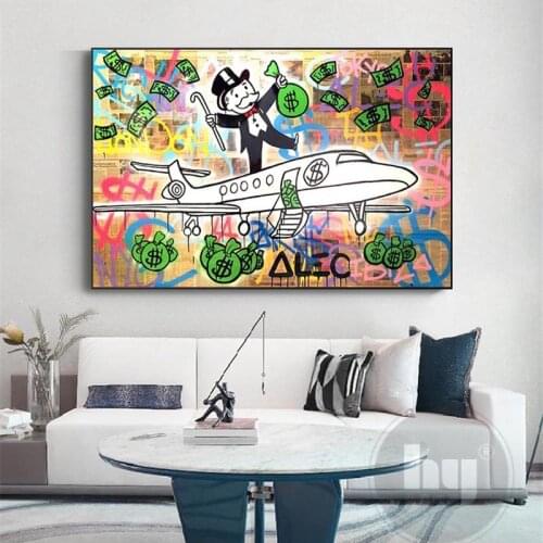 Alec Monopoly Print Graffiti Poster Painting Aircraft Modern Money Wall Art Living Room Dollar Modular Picture Home Decor Canvas