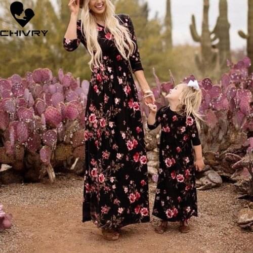 New Mother Daughter Dresses Sleeveless Floral Long Dress Mother Daughter Clothes Mom and Daughter Dress Family Matching Clothes
