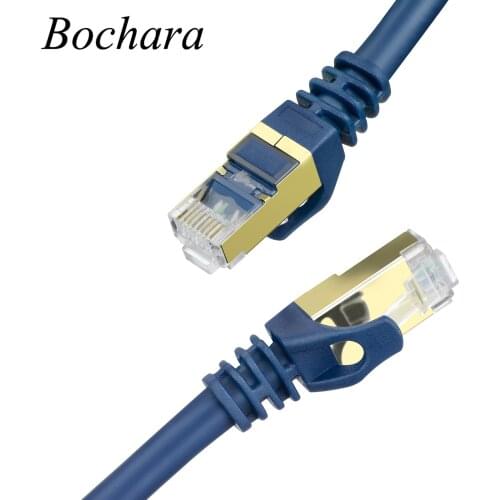 Bochara Gold Plated Cat8 Ethernet Rj45 Cable Male to Male Multi-Shielded For Modem Router LAN Network 50cm 1m 1.8m