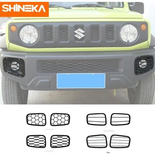 SHINEKA Lamp Hoods For Suzuki Jimny JB74 Iron Car Front Fog Light Lamp Decoration Cover Accessories For Suzuki Jimny 2019-2021