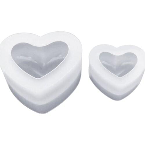 Silicone Mold Mirror Heart Shape 3D Smooth Crafts DIY Jewelry Making Handmade Cake Fondant Epoxy Resin Molds Decoration Tools