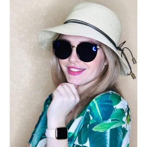 2021 New Fashion Round Metel Women Sunglasses Brand Design Cat Eye Reflective Lenes Retro Sun Glasses Ladies Oculos Uv400 Shades