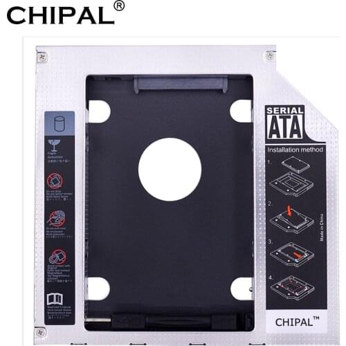 CHIPAL Universal 2nd HDD Caddy 9.5mm SATA 3.0 for 2.5 " SSD Case Hard Disk Drive Adapter + LED for Laptop CD-ROM DVD-ROM Optibay