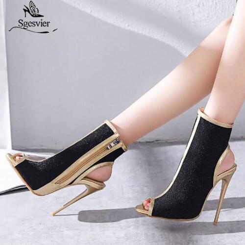 Sgesvier 2020 new arrive women sandals zip peep toe summer shoes sexy super high heel party wedding shoe woman gladiator sandals