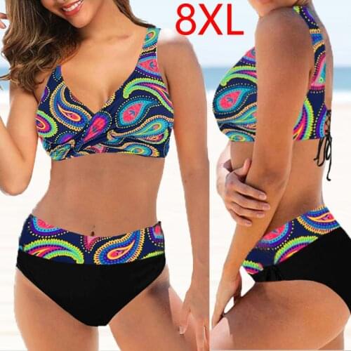 2020 Plus Size 8XL Women Sexy Bikini Set Push Up Female Swimsuit Swimwear Swim Separate Two Piece Brazilian Bathing Suit Large