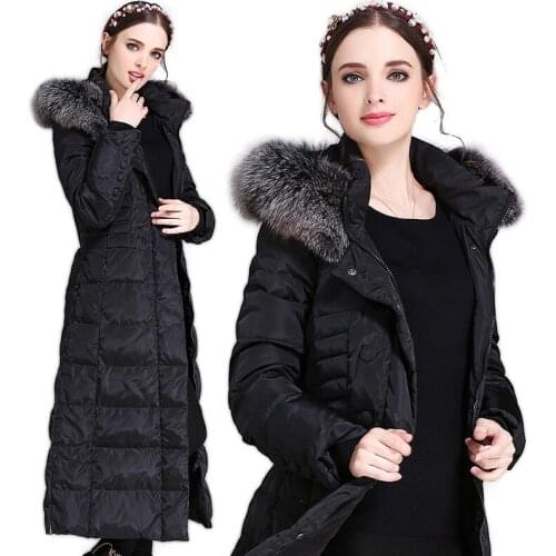 Ladies 2020 Winter Warm Coat X-Long Women Down Jacket Fox Fur Collar Parkas Thicken Female Clothes Plus Size 5XL WYQ739