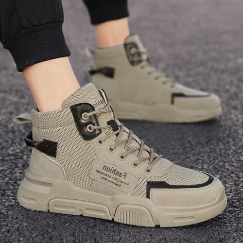 Winter men shoes high-top Mens Casual Shoes outdoor shoes for men black Canvas shoes men Non-Leather Casual Shoes