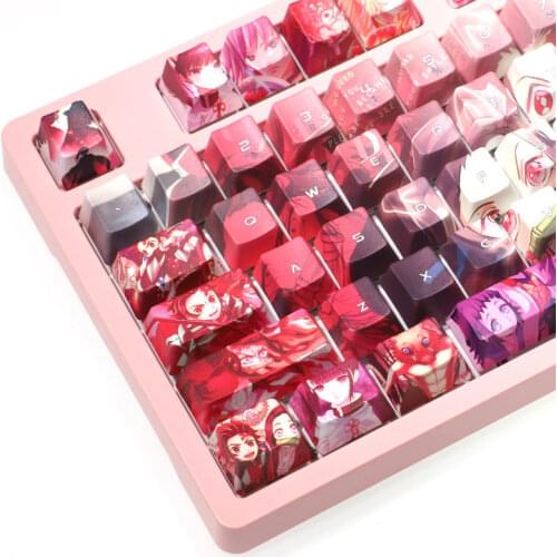 108-key Japan Anime Demon Slayer Design Green Tanjiro Keycap PBT Sublimation Cherry Highly Mechanical Keyboard Keycap Cherry MX