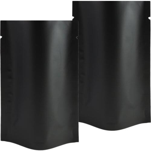 10x16cm (3.94x6.3 inch) 100pcs barrier heat seal Retail Package bag black aluminum foil open top stand up pouches for tea snacks