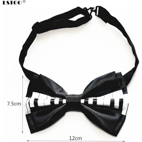 12*7.5cm Men Double layer Bow Tie Piano Keyboard Printed necktie Tuxedo Dress Party Wedding Unisex Magician Waiter Bowties LJ003