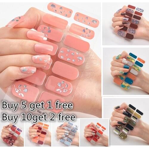 2021 Designed Full Wraps Shiny Nail Art Sticker Decals Multicolor Nail Stickers Strips DIY Salon Manicure Nails Nail Accesoires