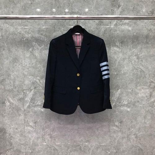 2021 Fashion Brand Formal Blazer Women British Casual Suit Womens Jacket Spring Autumn Single Breasted Striped Coat