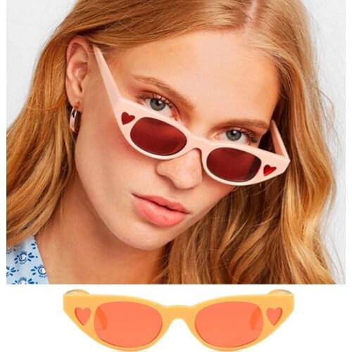 2021 New Small Frame Love Sunglasses Women Fashion Brand Designer Vintage Cat Eyes Sun Glasses Female UV400 Shade Oculos