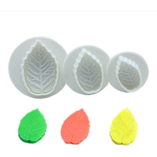 3Pcs Rose Leaf Biscuit Plunger Cookie Cutter Fondant Decorating Sugar Craft Mold Cake Decorating Pastry Cookie Cake Molds