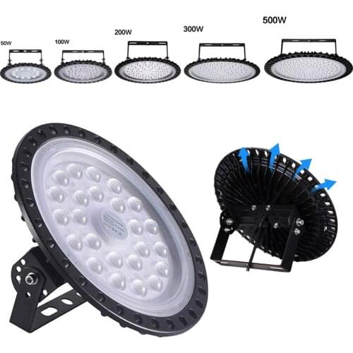 50W 100W 200W UFO LED High Bay Lights 220V 110V AC Ultraslim Miner Lamp High Quality Waterproof Floodlight Mall Warehouse Lights
