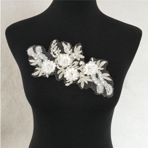 Black and white fake collar decorative rhinestone buckle ladies applique fabric DIY craft supplies accessories 1 piece for sale