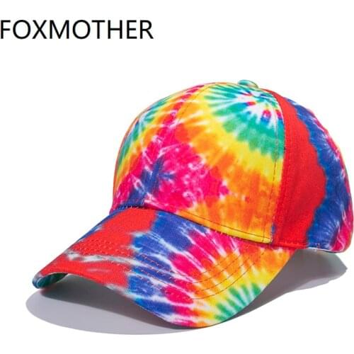 FOXMOTHER New Fashion Outdoor Sport Dad Hats Rainbow Tie Dye Baseball Caps For Women Mens Dropshipping