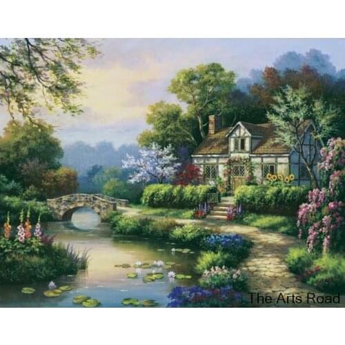 No Framed Mediterranean Sea Landscape Painting for Wall Decoration Hand Painted Canvas Art