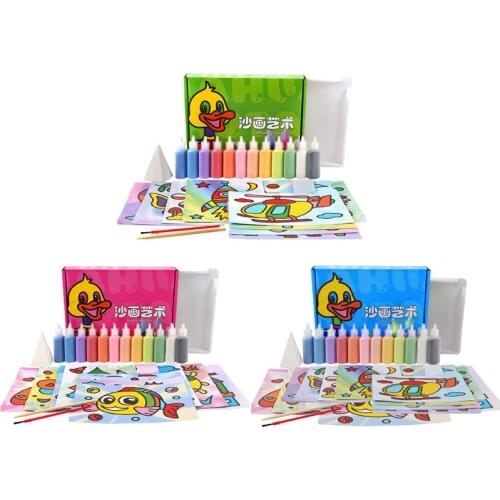 Children Baby Kids DIY Sand Painting Toy Drawing Board Handmade Picture Paper
