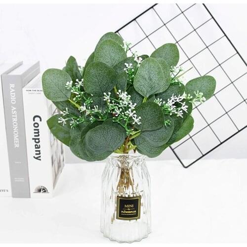 5pcs Artificial Eucalyptus Leaves Green Plants Leaf Simulation Eucalipto for Wedding Holiday Party Home DIY Decoration