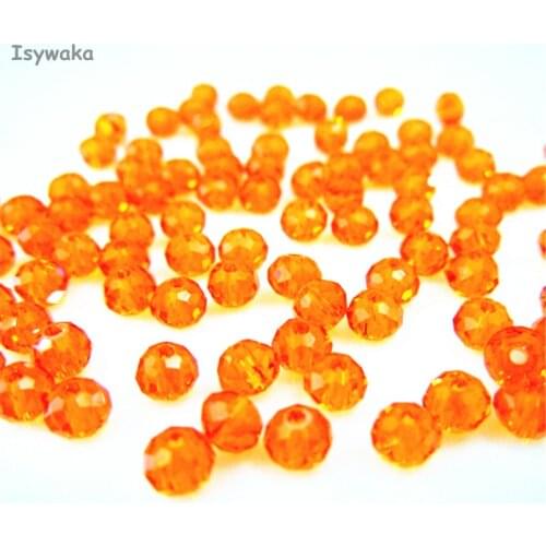 Isywaka Orange Color 3*4mm 145pcs Rondelle Austria faceted Crystal Glass Beads Loose Spacer Round Beads for Jewelry Making