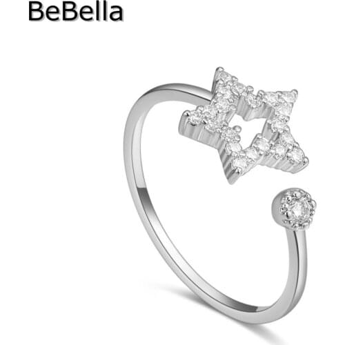 BeBella Pentagram Star Finger Ring Made With High Quality Cubic Zirconia Stone For Fashion Women Gift Girls Wedding Jewelry