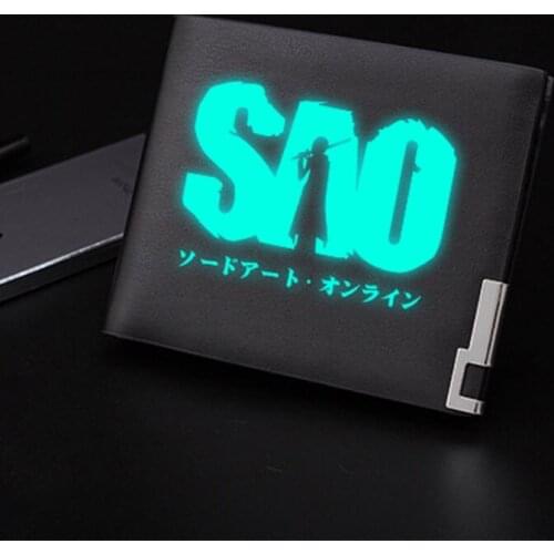 Anime Printing Wallet SAO Unisex Purse Luminous Pu Leather Short Long Wallet Clips Card Holder Money Bag for Teens Student