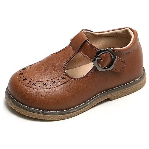 Little Girls Leather Shoes Kids Flats British Style Oxfords Childrens Princess Shoes T-strap Kids Shoes Soft Kindergarten Shoes