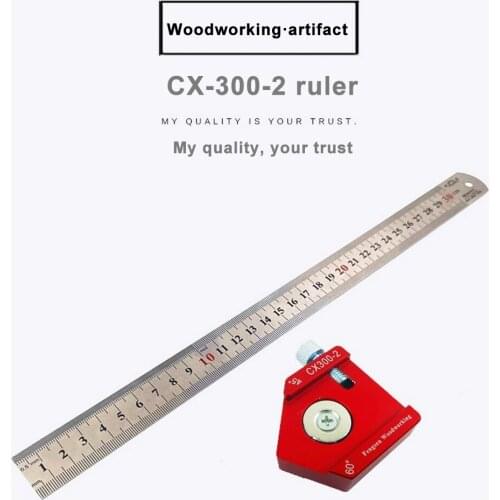 CX300-2 Aluminum Alloy 300mm Scale Measure Scribing Ruler Woodworking T-type Hole Ruler Marking Tool Hand tools set