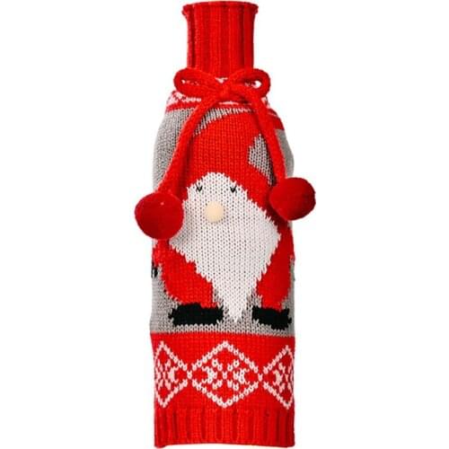 Cute Christmas Sweater Wine Bottle Cover, Reusable Wine Bottle Cover for Holiday Party Christmas Table Decoration