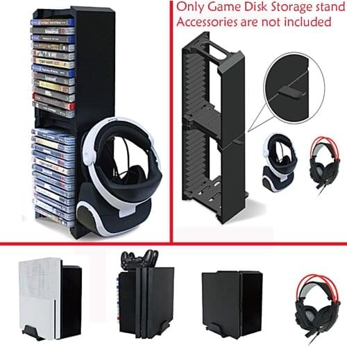 Multifunctional Dual Ultra-Large Capacity Storage Stand with Game Disk Storage Tower for Xbox One S Slim PS4 P4/Slim/Pro