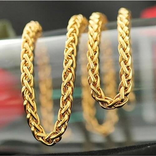 Fashion Necklace For Men And Women Gold Color Stainless Steel Jewelry Accessories Steampunk Style Collar Choker Friends Gift 6MM