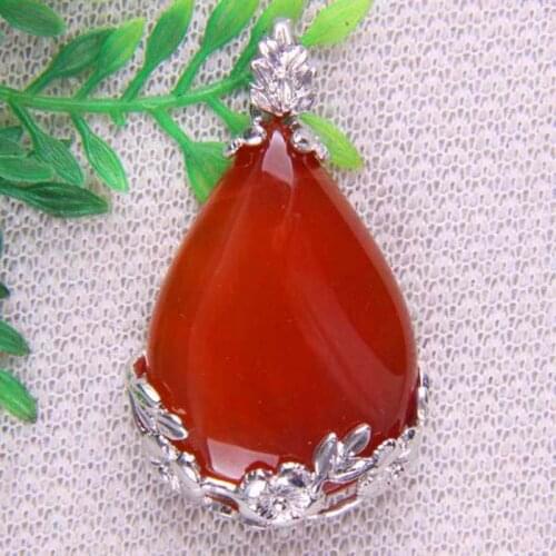 Natural Teardrop Red Carnelian Bead GEM Pendant Jewelry For Gift S083