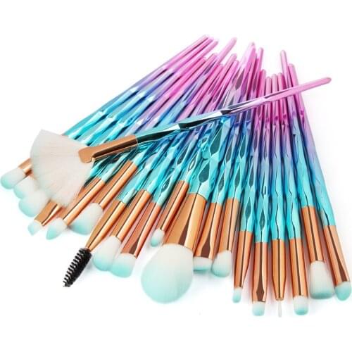 New 20pcs/set Diamond Makeup Brushes Set Fan Powder Foundation Eye shadow Lip Blending Cosmetic Beautiful Make Up Brush Tools