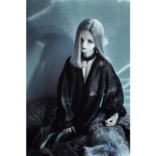 Uncle BJD doll clothes size 1/3 1/4 size MSD fashion loose sleeves chiffon v-neck lantern jumper classic black and white coat