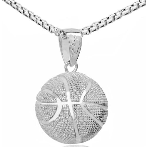 Basketball Necklaces Gold Silver Color Pendant Sports Hip Hop Jewelry Stainless Steel Chain For Men Father Day Gifts