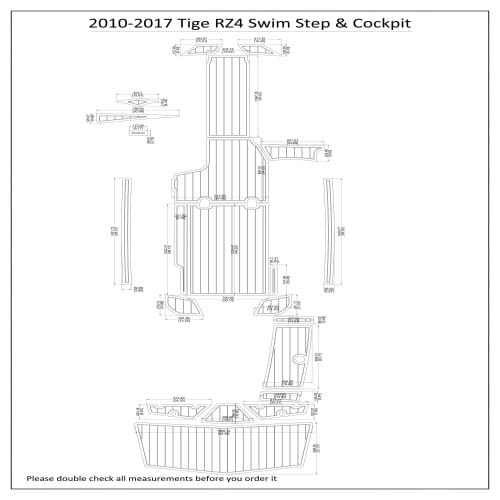2010-2017 Tige RZ4 Swim Step & Cockpit Pad Boat EVA Teak Decking 1/4" 6mm