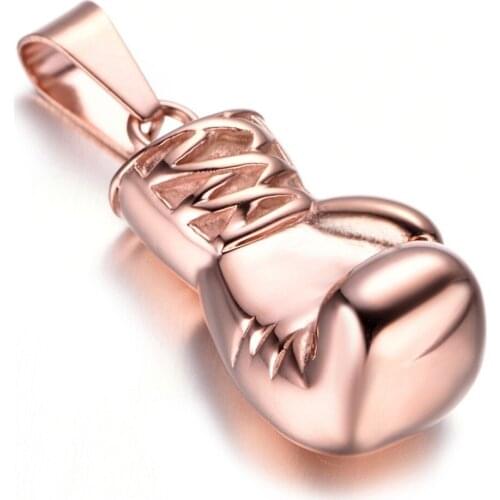 Rose gold Unisex Men Womens Boxing Glove 316L Stainless Steel Pendant