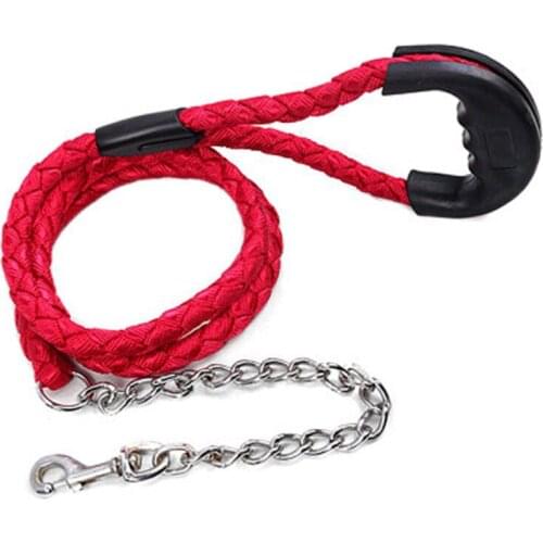 Anti-bite Explosion-proof Pets Leash Punch Dog Chain Rubber Handle Traction Rope Anti-bite Chrome Iron Chain Rope Dog Leader