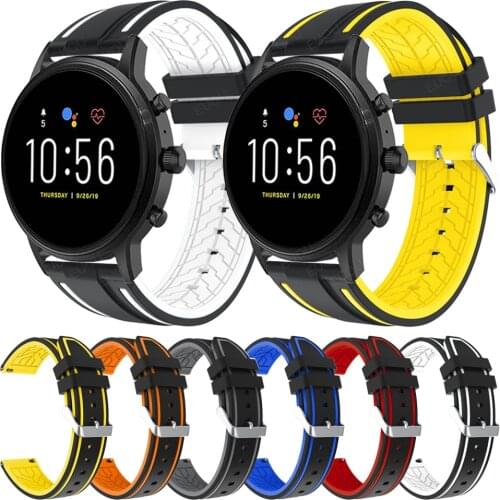 Strap For Fossil Mens Gen 5 LTE/ Gen 5E 44mm/ Gen 5 Carlyle/Julianna/Garrett/Carlyle HR Watch Band Rubber Silicone Watchband