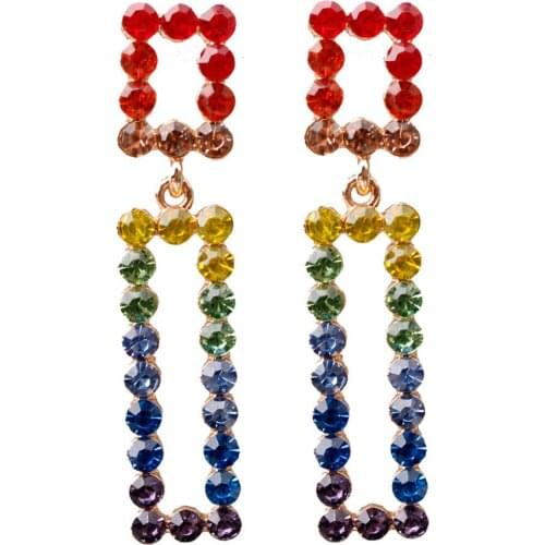 S925 Silve Pin Earrings Fashion Exaggerated Earrings Simple Geometric Colored Rhinestone Earrings Aretes De Mujer Modernos 2020