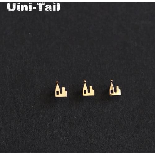 Uini-Tail new listing 925 sterling silver cute little house castle stud earrings fashion trend sweet fairy tale small castle