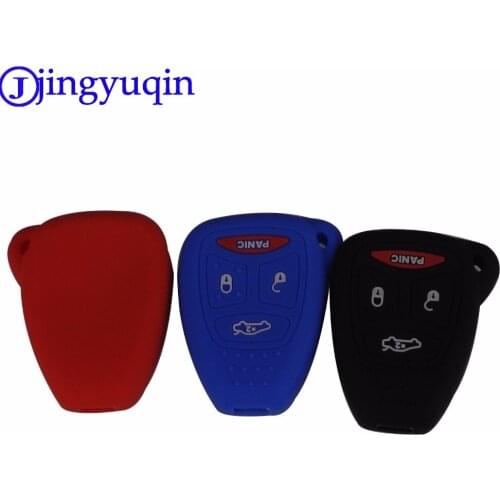 Jingyuqin Silicone 4 Buttons Remote Key Case Cover For Dodge Charger Durango Magnum Chrysler 300 Aspen Jeep Commander Grand