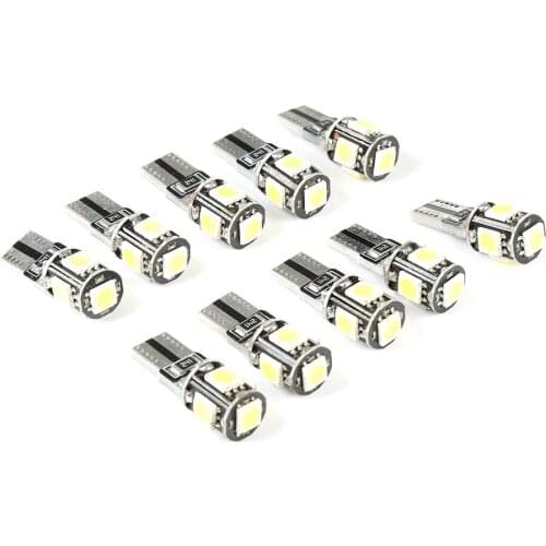 10Pcs T10 W5w 5smd 5050 Led Car Light W5w 194 168 w5w Bulbs White Blue Red DC 12V Wedge Lamp Band Turn Signal Light